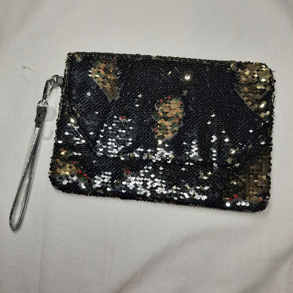 Flip Sequin Clutch black/gold